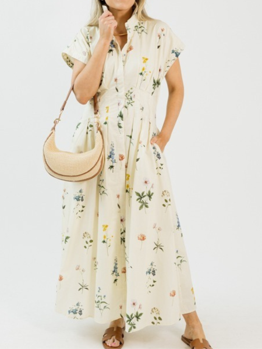 Pleated Floral Midi