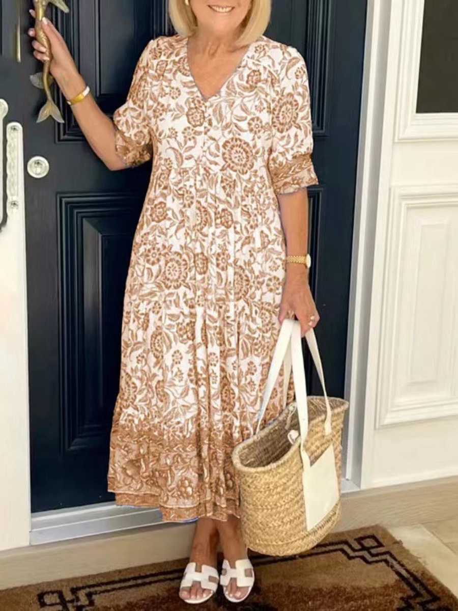 Chic Floral V-Neck Dress