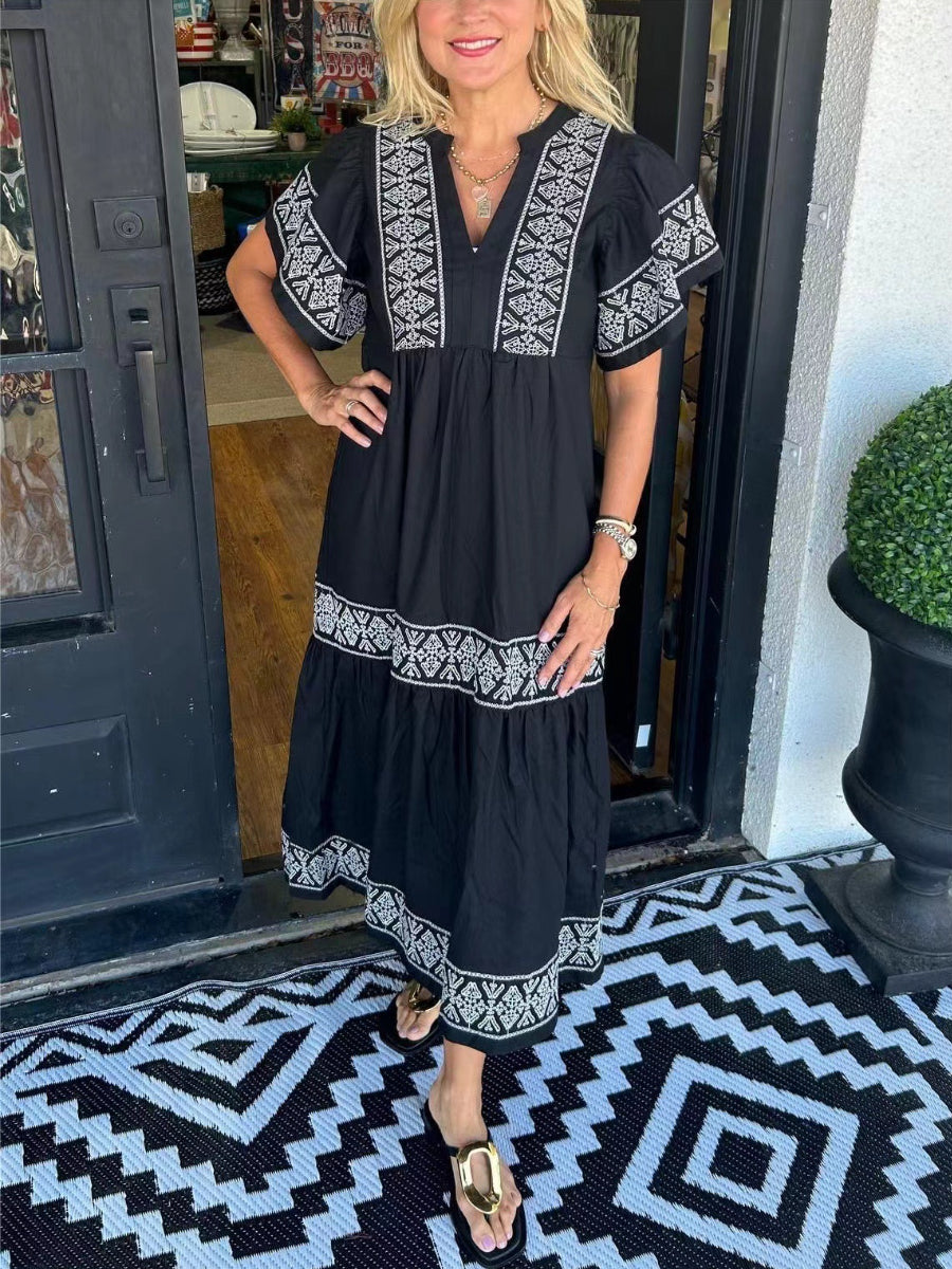 Embroidered Chic Comfy Dress