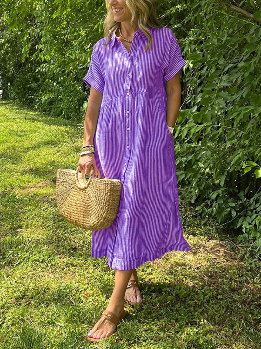 Drop Waist Linen Shirtdress