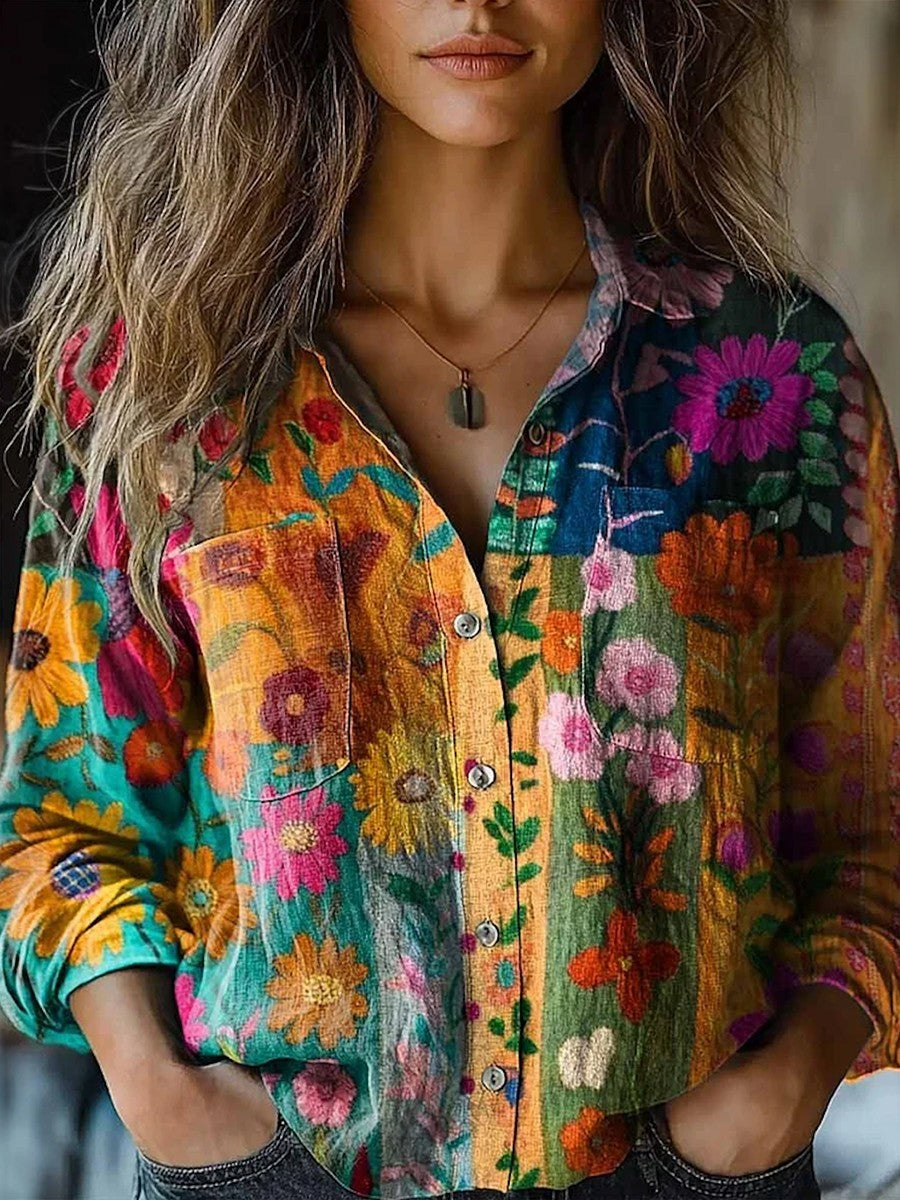 Unique Floral Collared Blouse