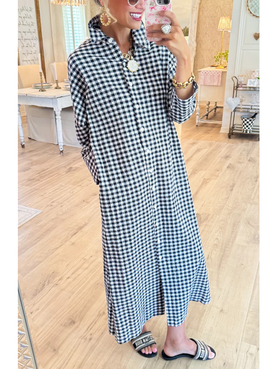 Seersucker Gingham Maxi Dress