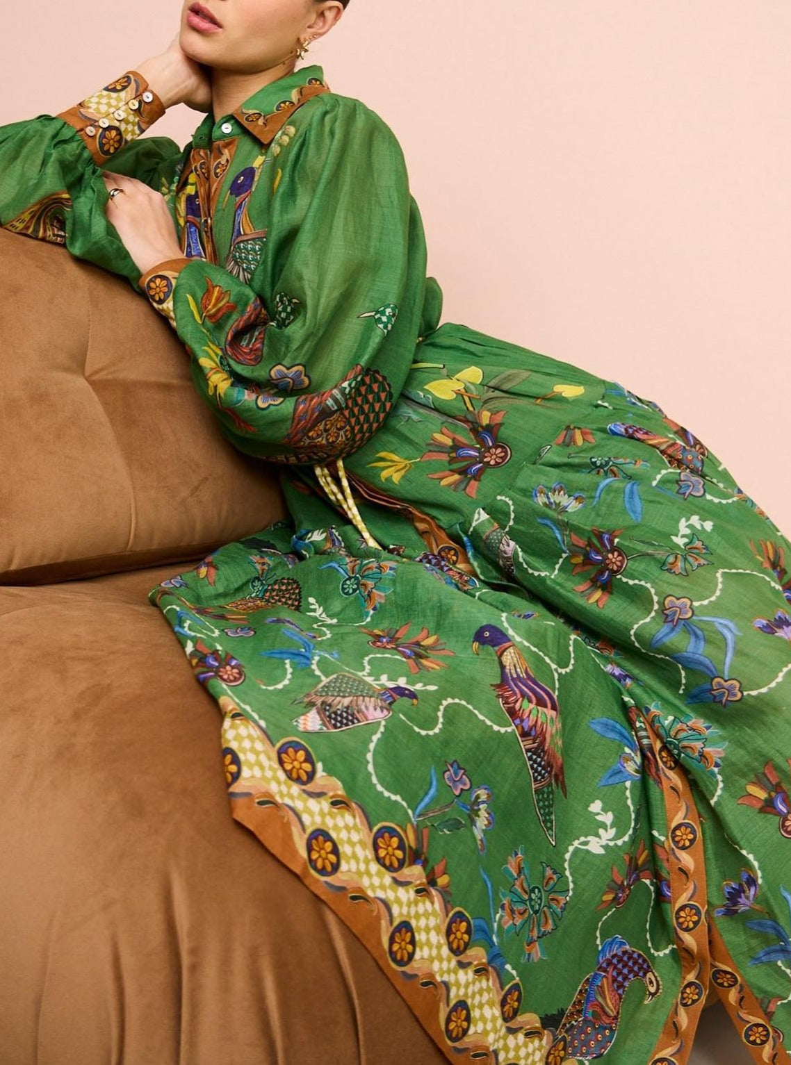 Green Vintage Peacock Dress