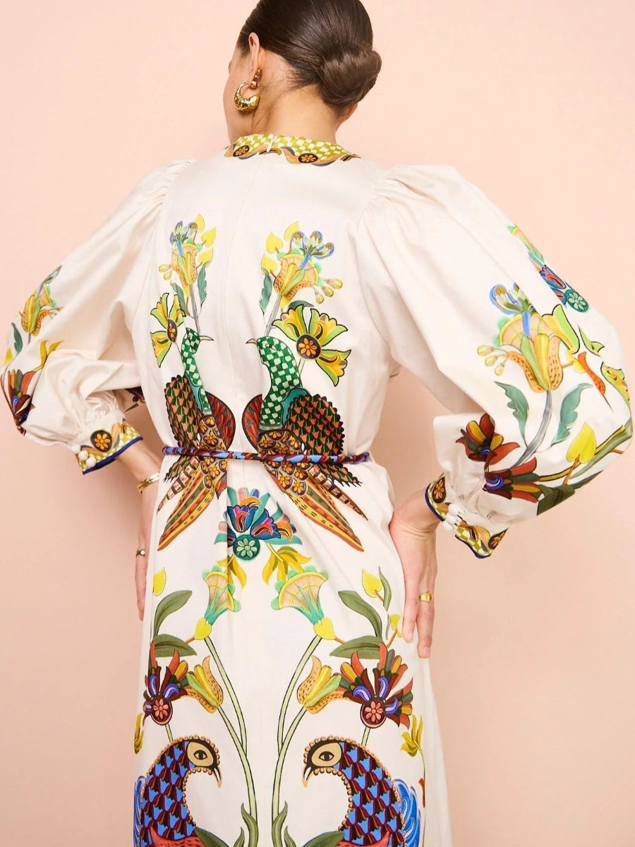 Effie Puff Sleeve Midi Dress