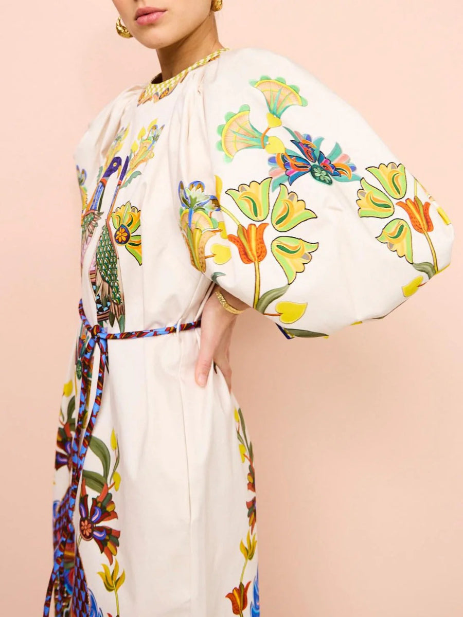 Effie Puff Sleeve Midi Dress