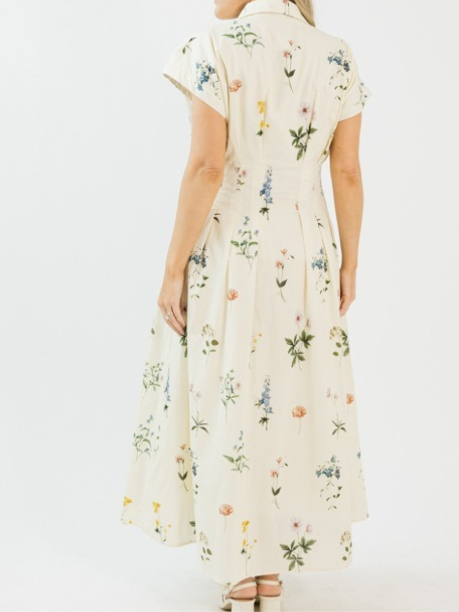Pleated Floral Midi