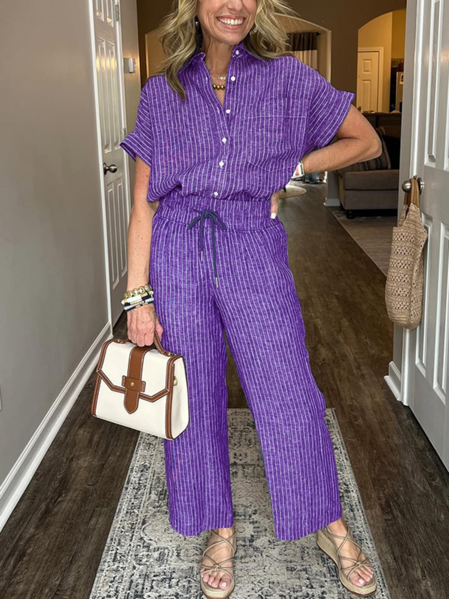 Classic Striped Linen Set