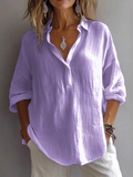 Linen V-Neck Casual Blouse