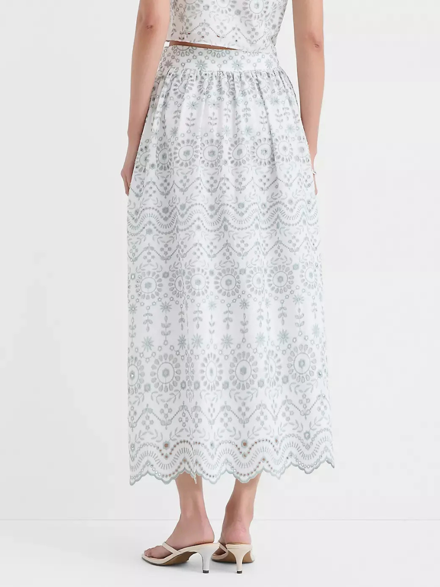 Scalloped Eyelet Poplin Midi Dress