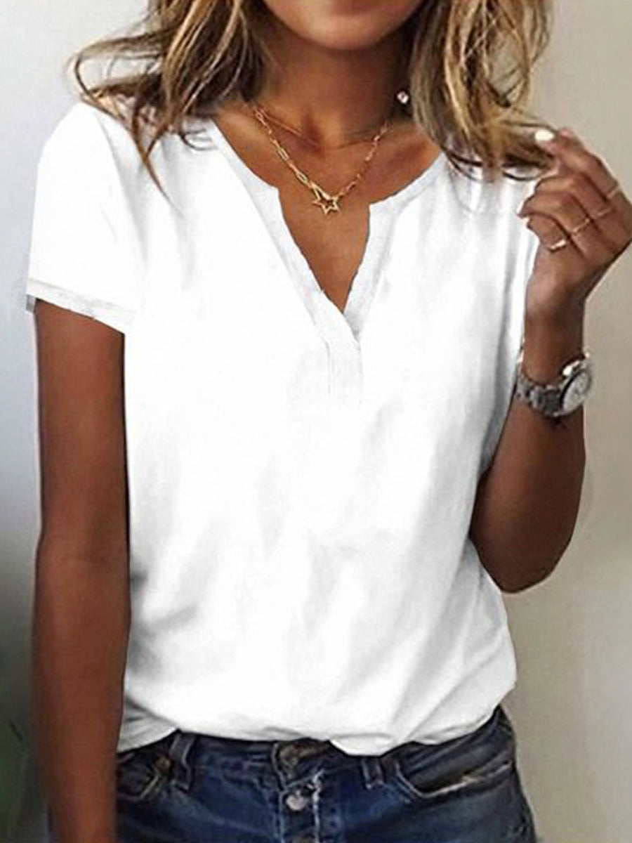 White Short Sleeve Plain Top