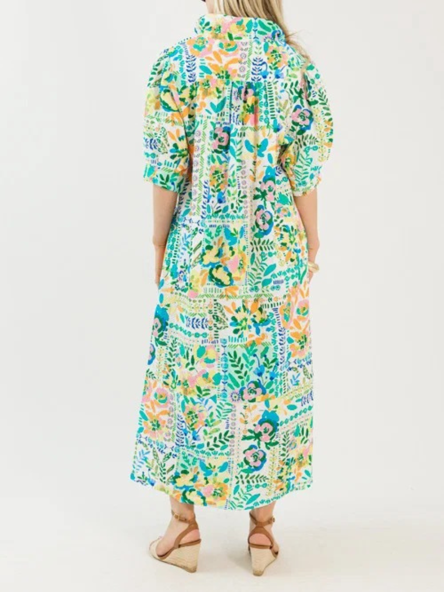 Textured Floral Maxi Dress