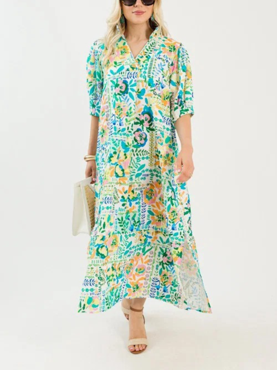 Textured Floral Maxi Dress