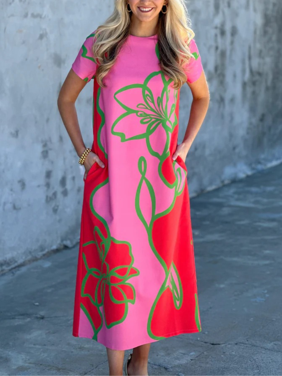 Alden Adair Elliot Dress in Printed Fuschia