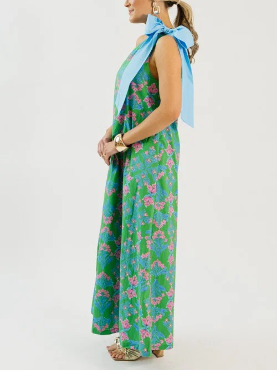 Bow Shoulder Floral Maxi Dress