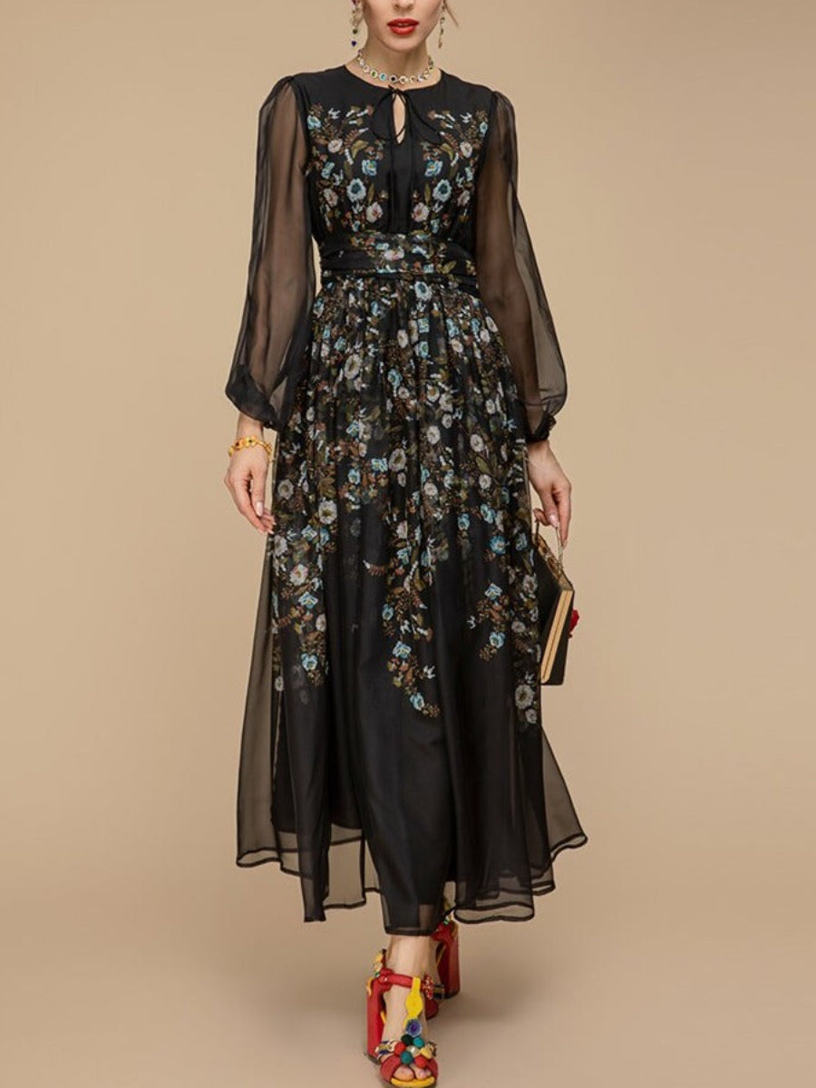 Black Embroidered Maxi Dress