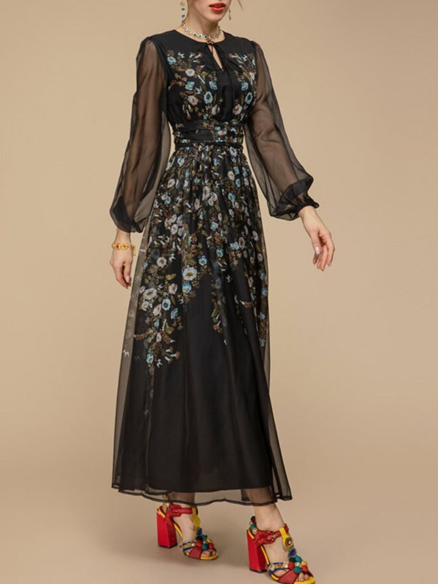 Black Embroidered Maxi Dress