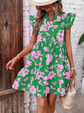 Chic Loose V-neck Printed Dress
