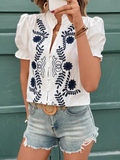 Boho V Neck Embroidered Blouses