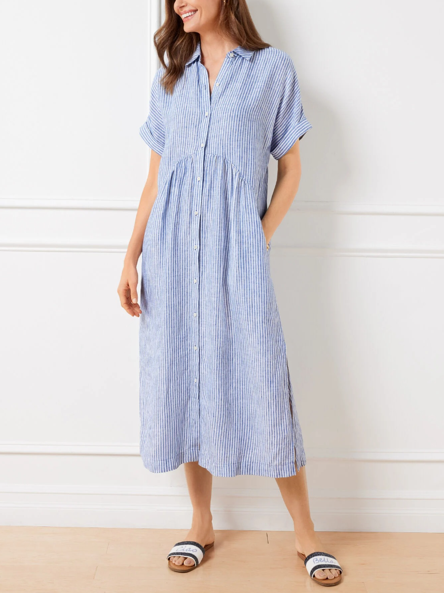 Drop Waist Linen Shirtdress