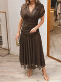 The Gala Mesh Draped Midi Dress