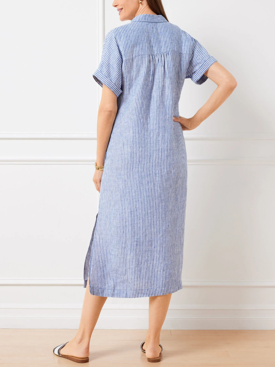 Drop Waist Linen Shirtdress