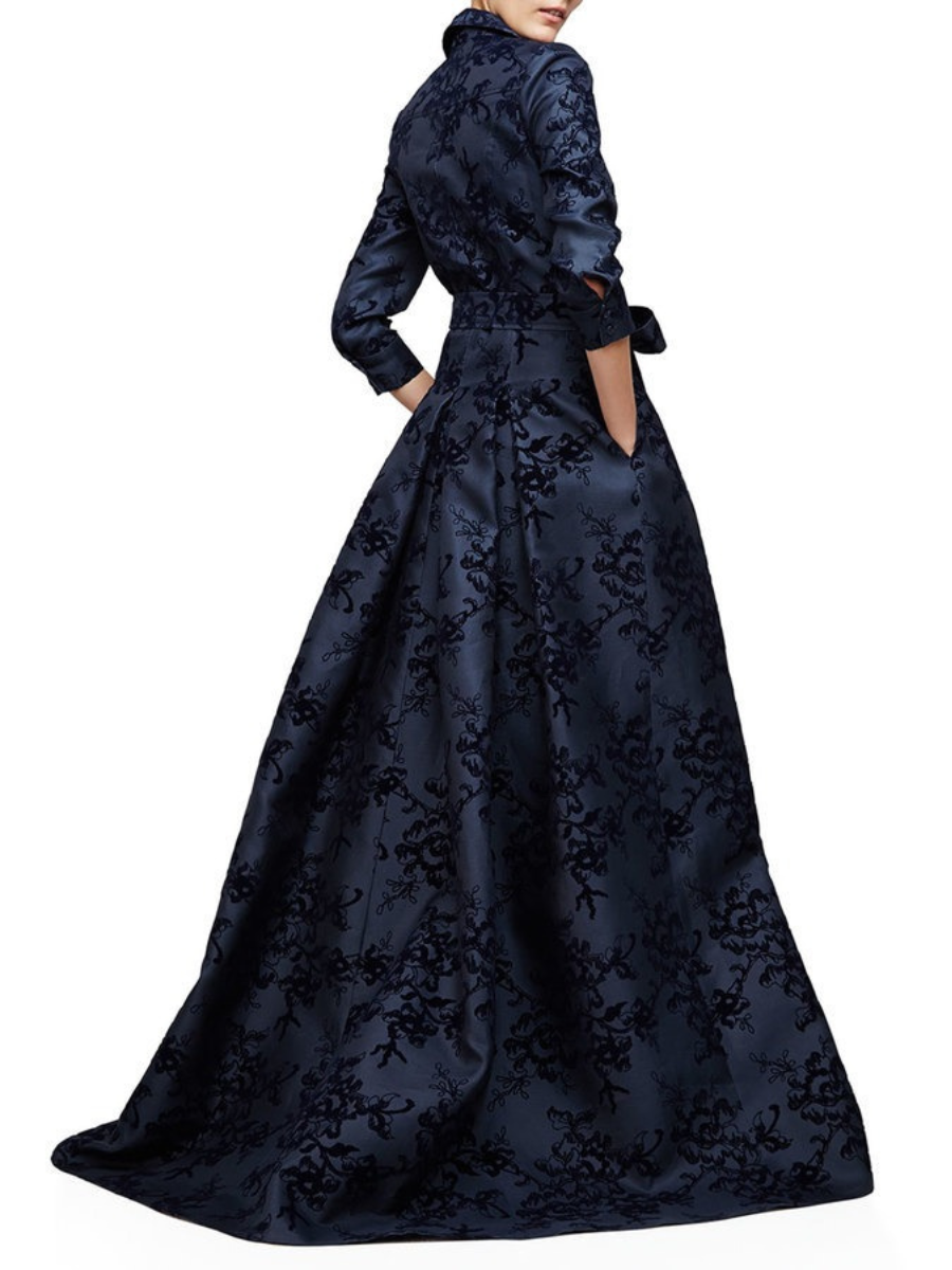Floral Embellished Trenchcoat Gown
