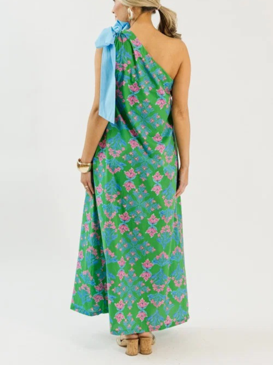 Bow Shoulder Floral Maxi Dress