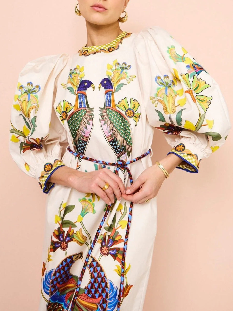 Effie Puff Sleeve Midi Dress