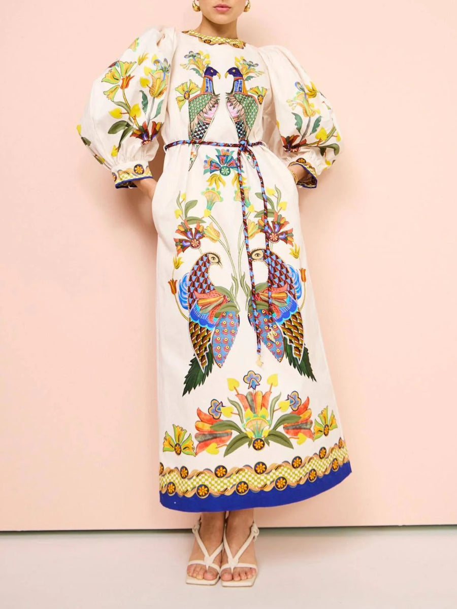 Effie Puff Sleeve Midi Dress