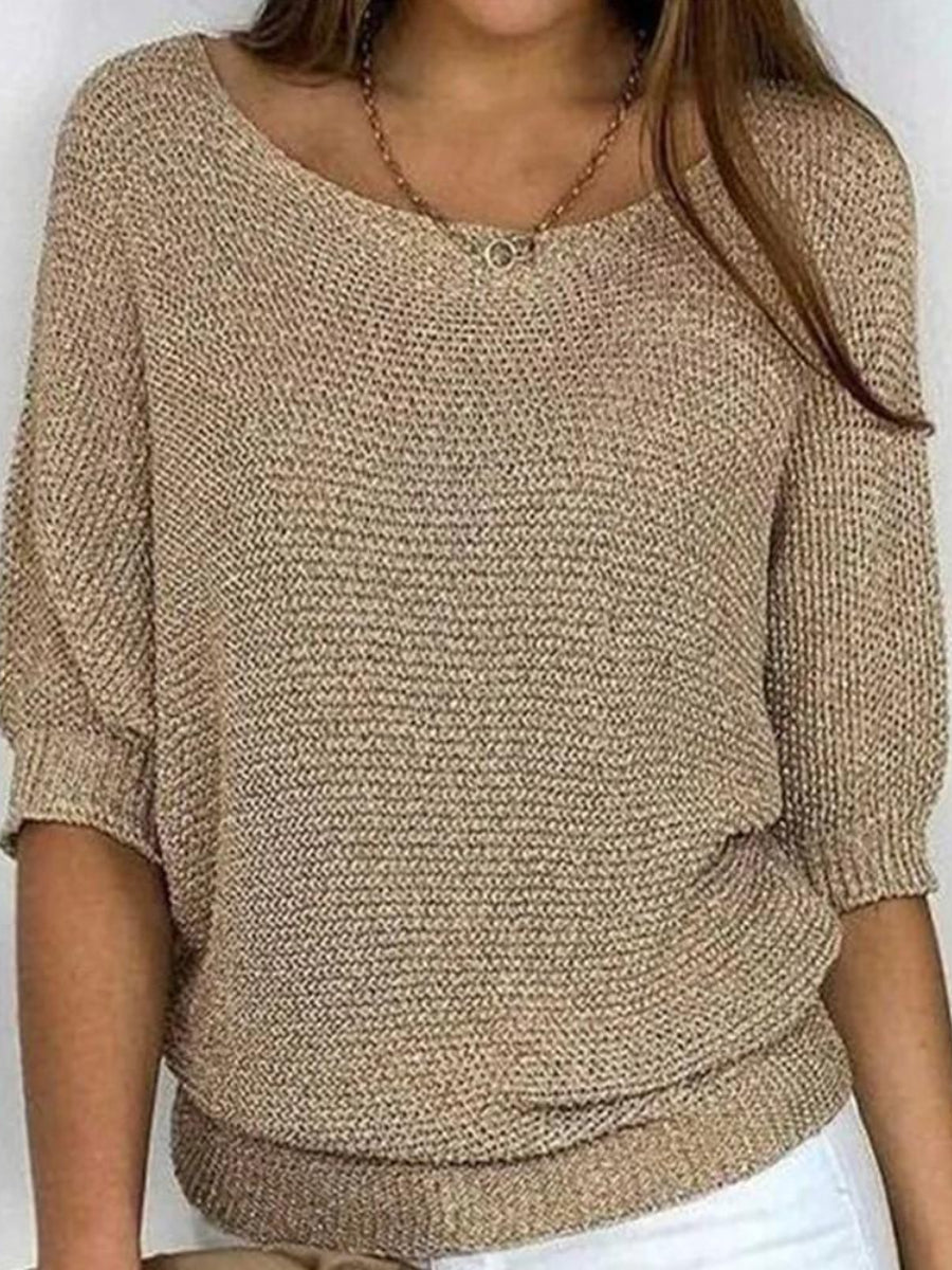 Classic Brown Knitted Long Sleeve Sweater