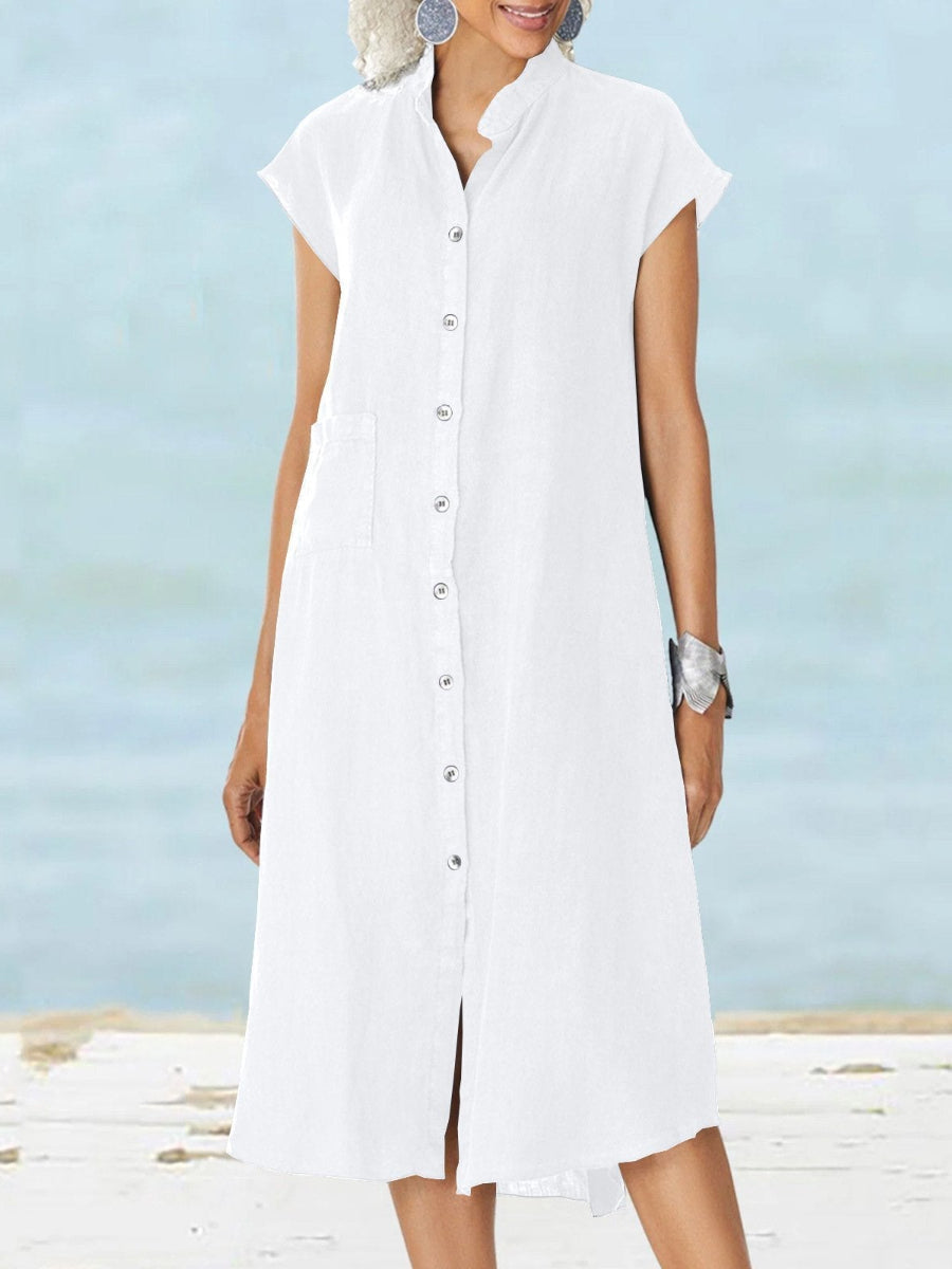 Button Pocket Loose Dress