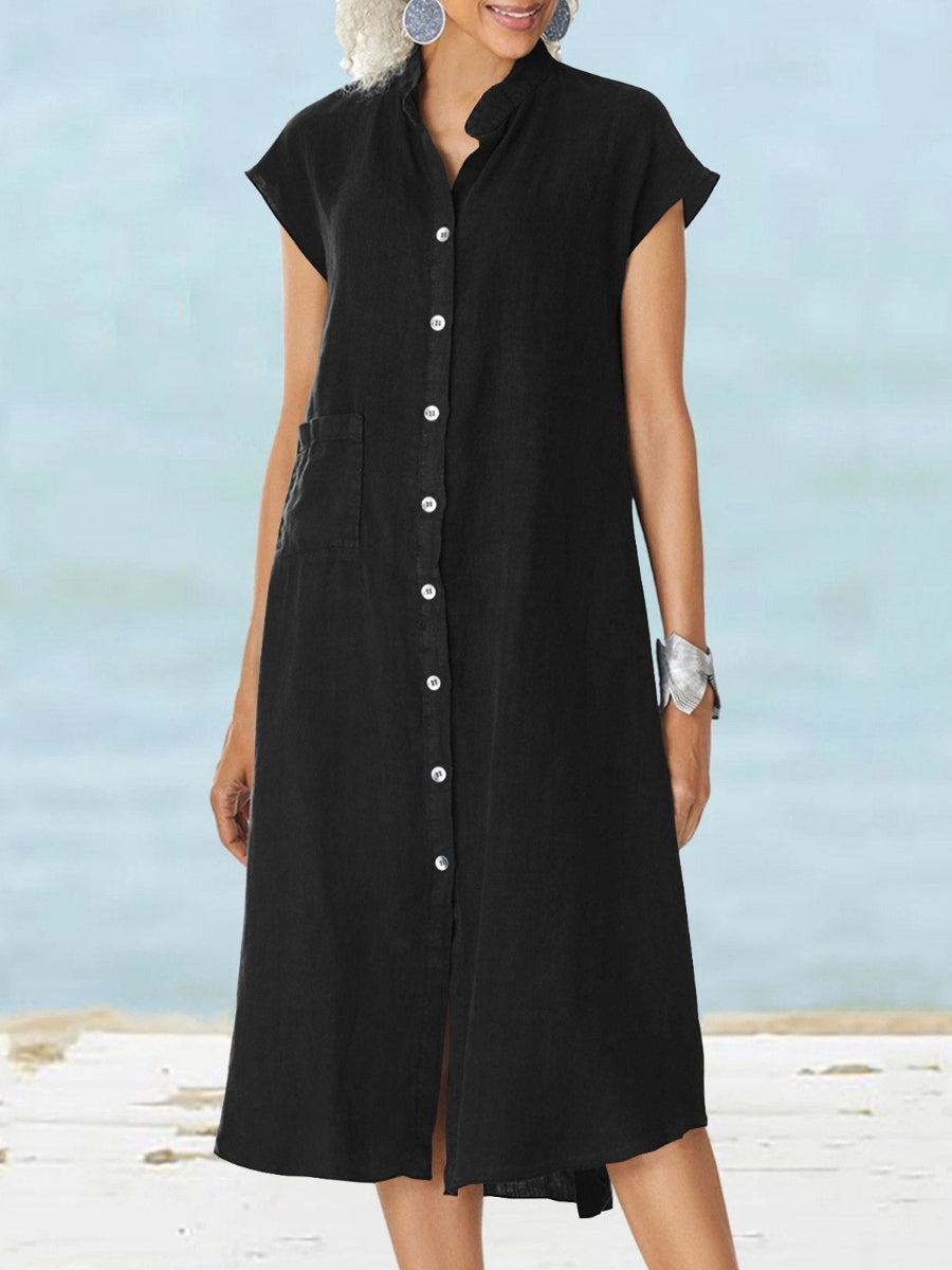 Button Pocket Loose Dress