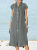 Button Pocket Loose Dress