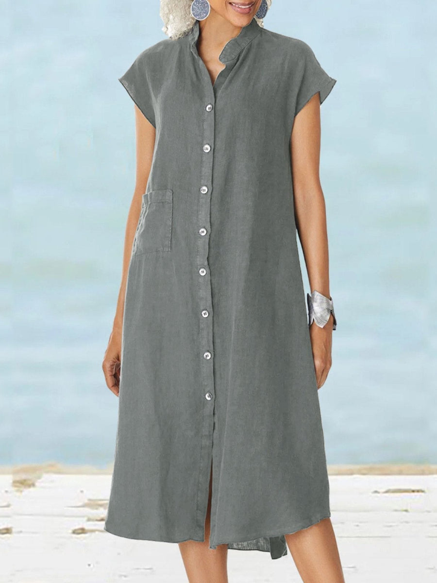 Button Pocket Loose Dress