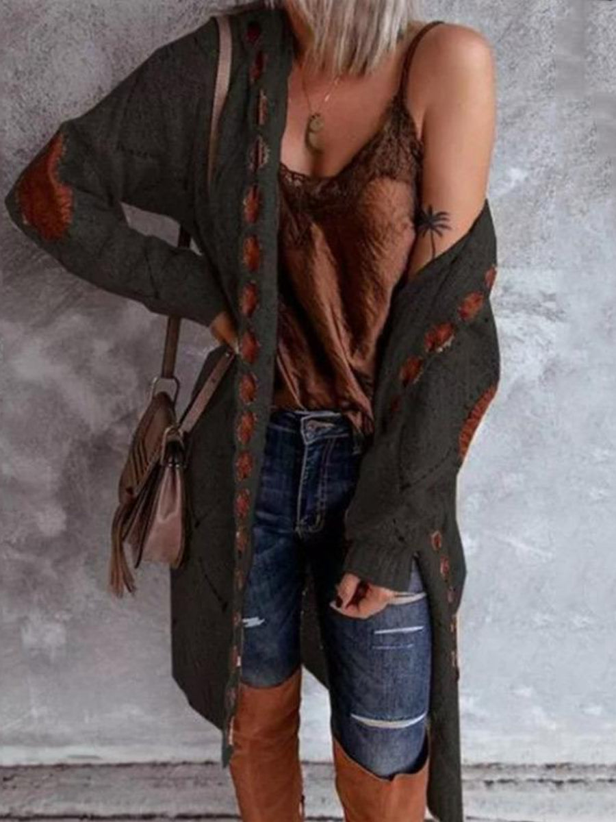 Long Sleeve Braid Sweater Coat