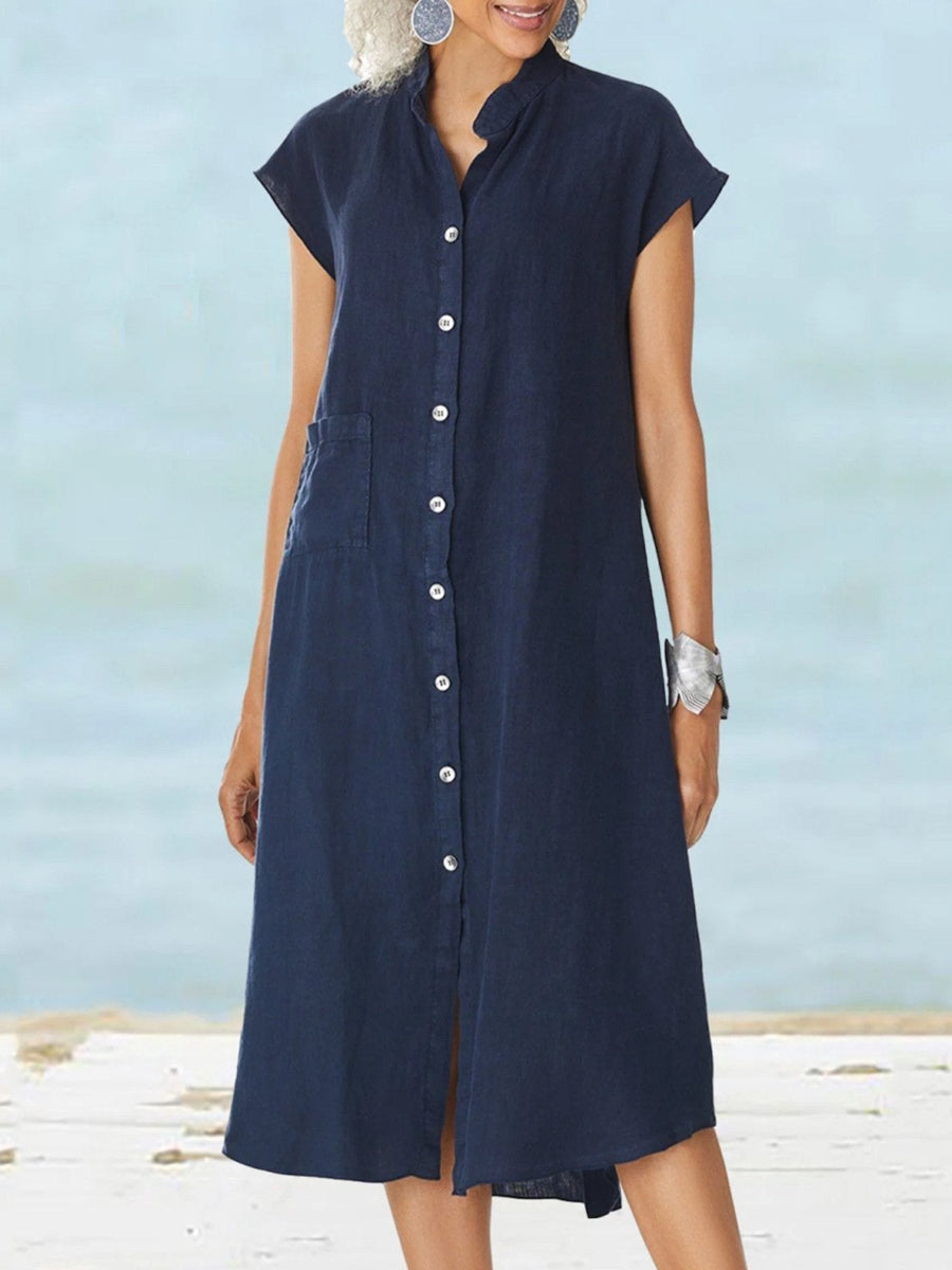 Button Pocket Loose Dress