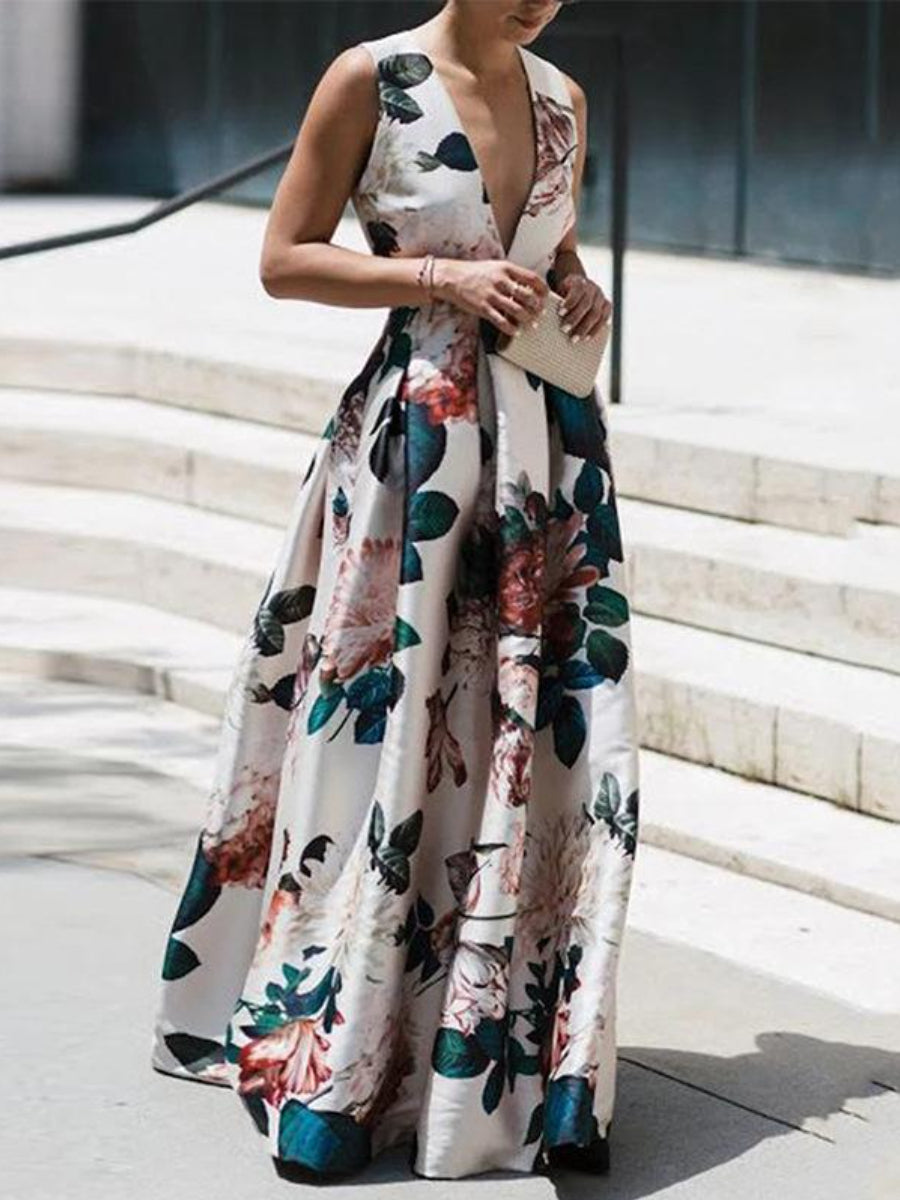 V-neck Fashion Print Dress