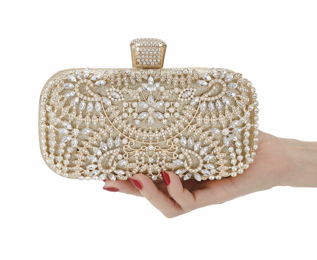 Sparkling Floral Rhinestone Clutch